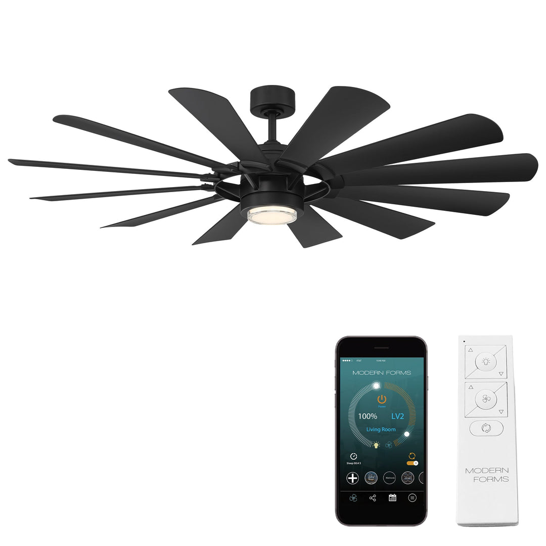 Modern Forms Fan Wynd Mill FR-W2201-65L-MB Ceiling Fan 65 - Matte Black, Matte Black/