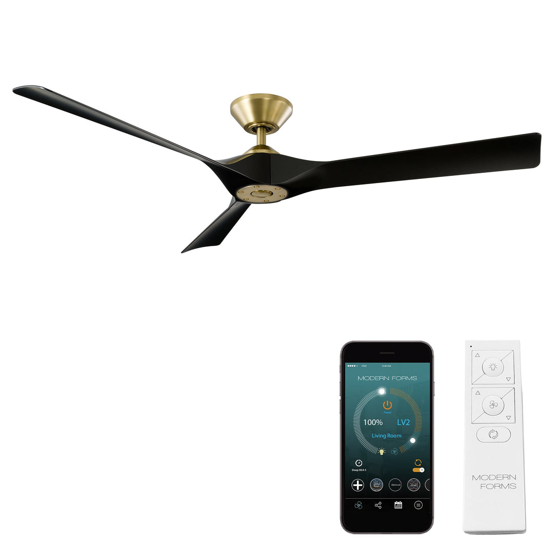 Modern Forms Fan Torque FR-W2204-58-SB/MB Ceiling Fan 58 - Soft Brass/Matte Black, Matte Black/