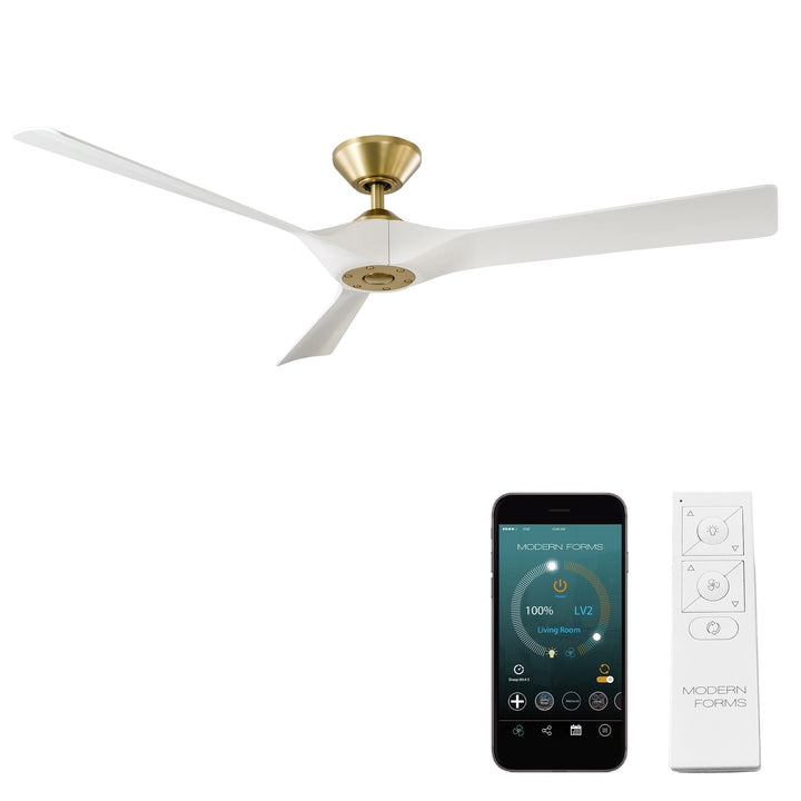 Modern Forms Fan Torque FR-W2204-58-SB/MW Ceiling Fan 58 - Soft Brass/Matte White, Matte White/