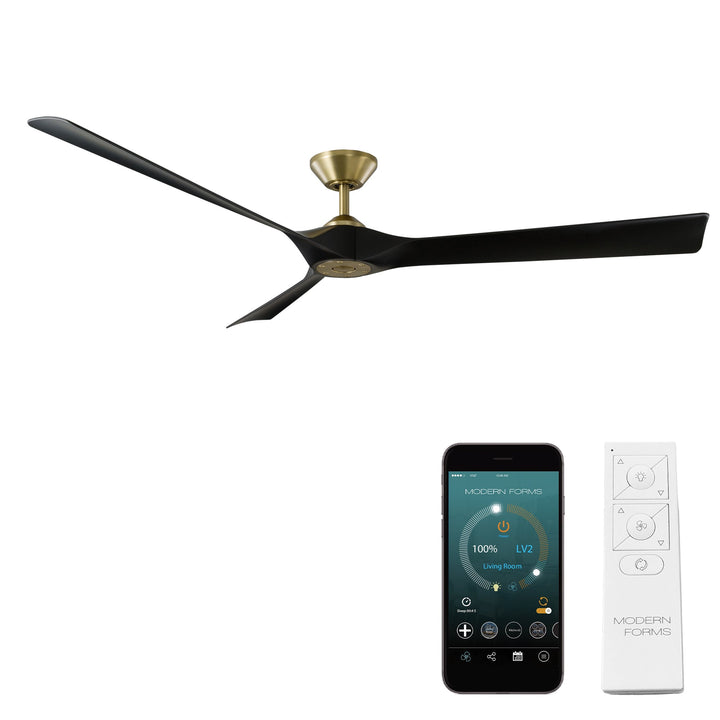 Modern Forms Fan Torque FR-W2204-70-SB/MB Ceiling Fan 70 - Soft Brass/Matte Black, Matte Black/