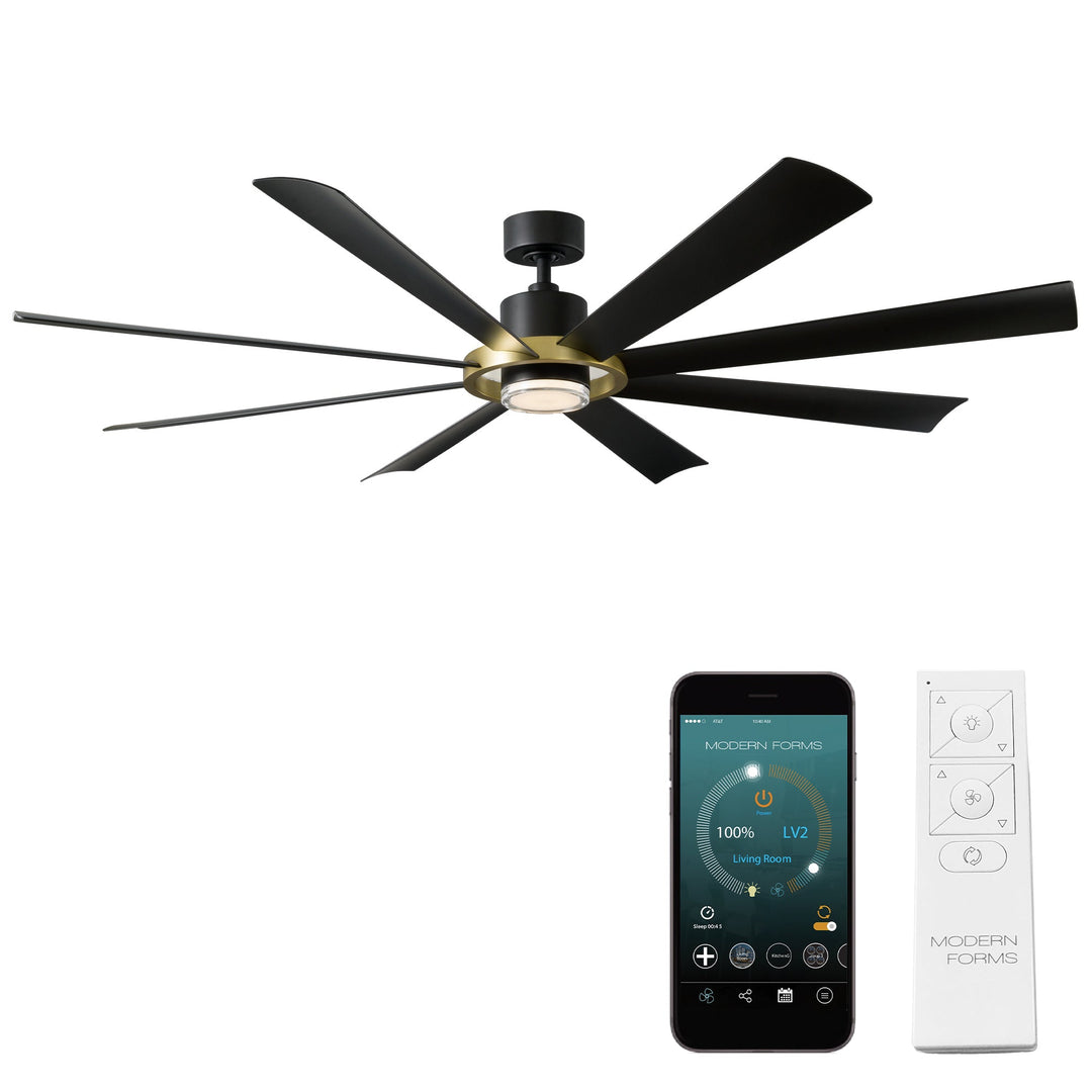 Modern Forms Fan Aura FR-W2303-72L-SB/MB Ceiling Fan 72 - Soft Brass/Matte Black, Matte Black/