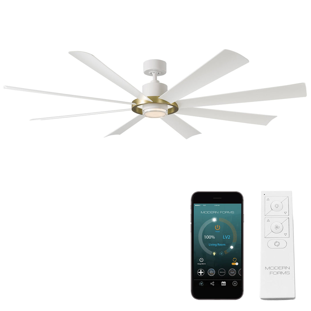 Modern Forms Fan Aura FR-W2303-72L-SB/MW Ceiling Fan 72 - Soft Brass/Matte White, Matte White/
