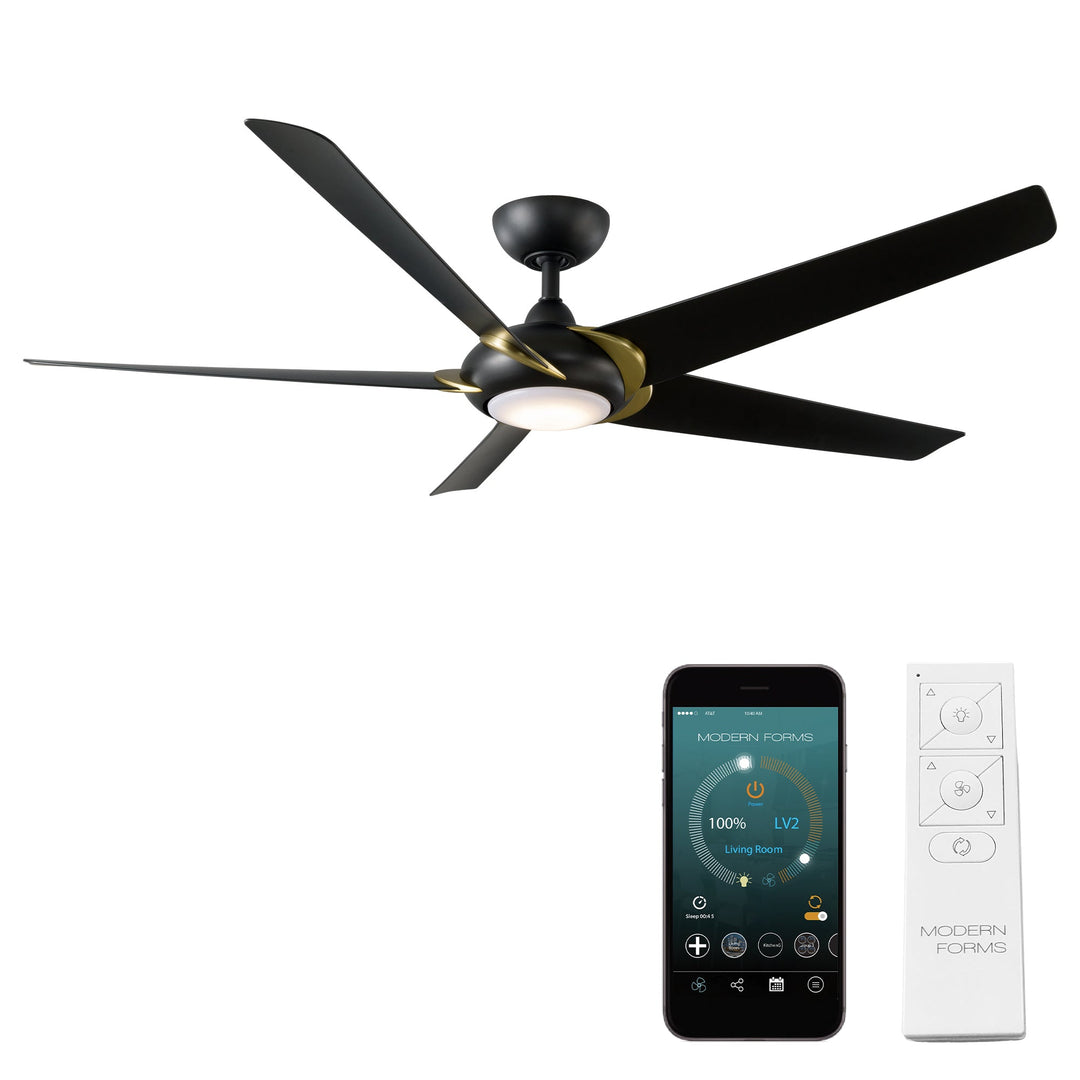 Modern Forms Fan Lucid FR-W2304-62L-SB/MB Ceiling Fan 62 - Soft Brass Arms/Matte Black, Matte Black/