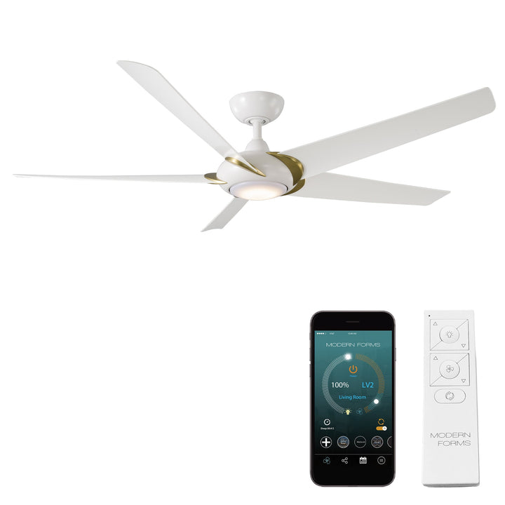 Modern Forms Fan Lucid FR-W2304-62L-SB/MW Ceiling Fan 62 - Soft Brass Arms/Matte White, Matte White/