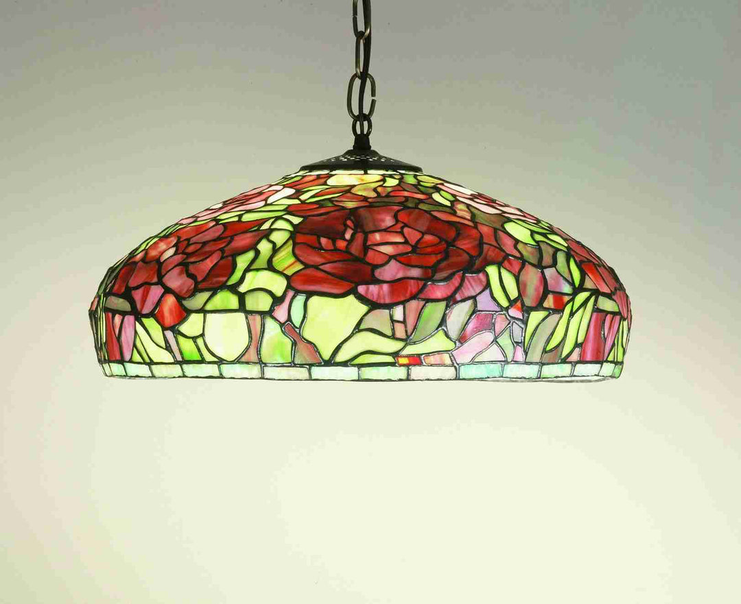 Meyda Tiffany Tiffany Peony 51860 Pendant Light - Burgundy Pink Seafoam