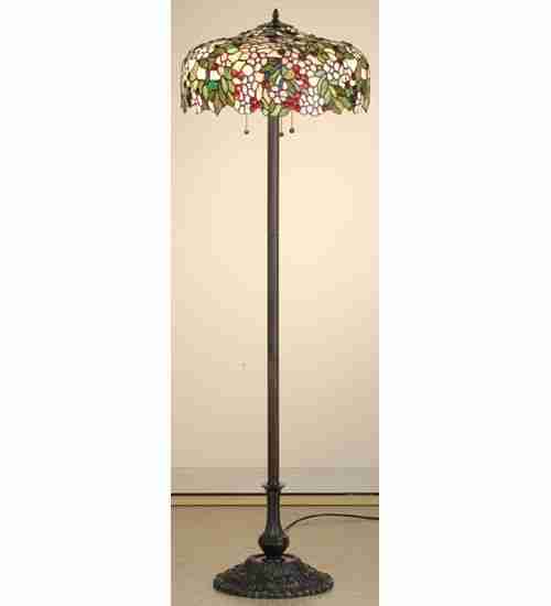 Meyda Tiffany Lighting 66466 Tiffany Cherry Blossom Three Light Floor Lamp Lamp Bronze / Dark