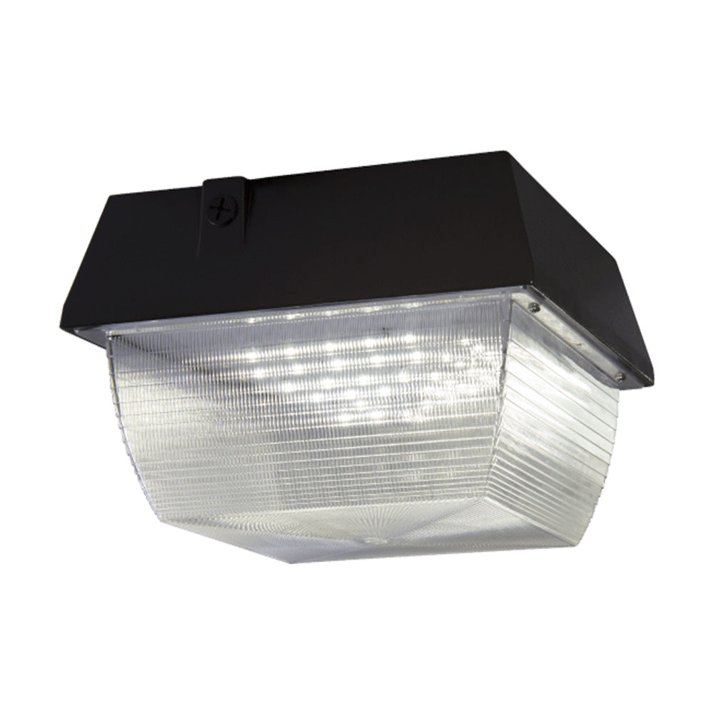 LED Ceiling Canopy Light Fixture 50 Watts, 4000K CCT, 120-277V Voltage, Dimmable, 120V-277V Photocell, Surge Protector - Dark Bronze