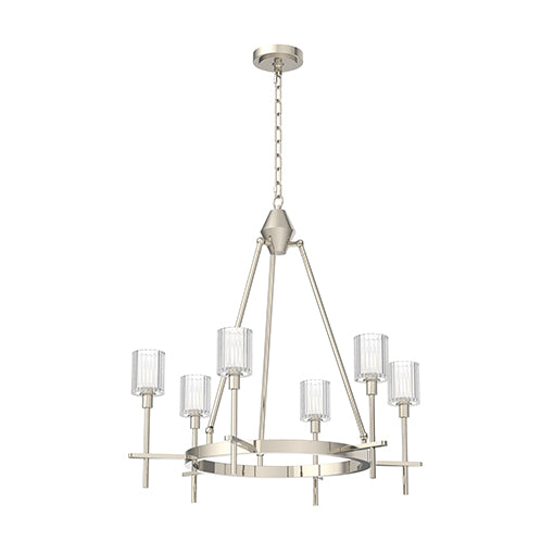 Alora CH314306PNRC CH314306PNRC Chandelier Light - Ribbed Crystal/Polished Nickel