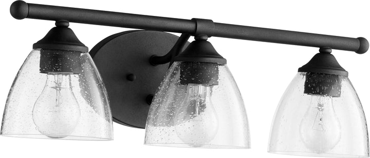 Quorum Brooks 5150-3-69 Bath Vanity Light 21 in. wide - Textured Black W/ Clear/Seeded