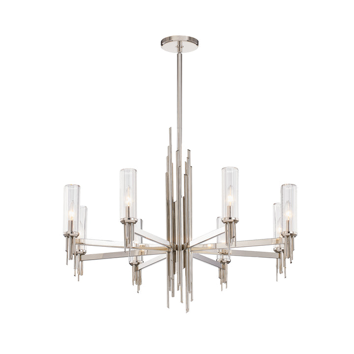 Alora torres CH335836PNCR Chandelier Light - Polished Nickel/Ribbed Glass