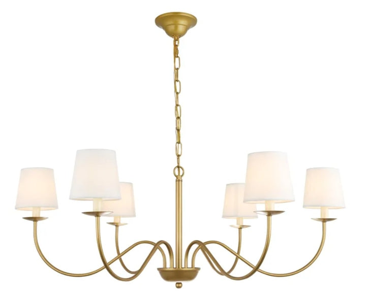 Elegant Eclipse LD6103D37BR Chandelier Light - Brass And White Shade