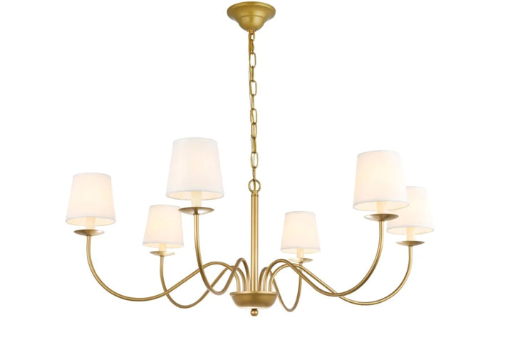 Elegant Eclipse LD6103D37BR Chandelier Light - Brass And White Shade