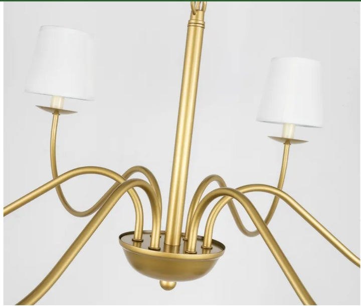 Elegant Eclipse LD6103D37BR Chandelier Light - Brass And White Shade