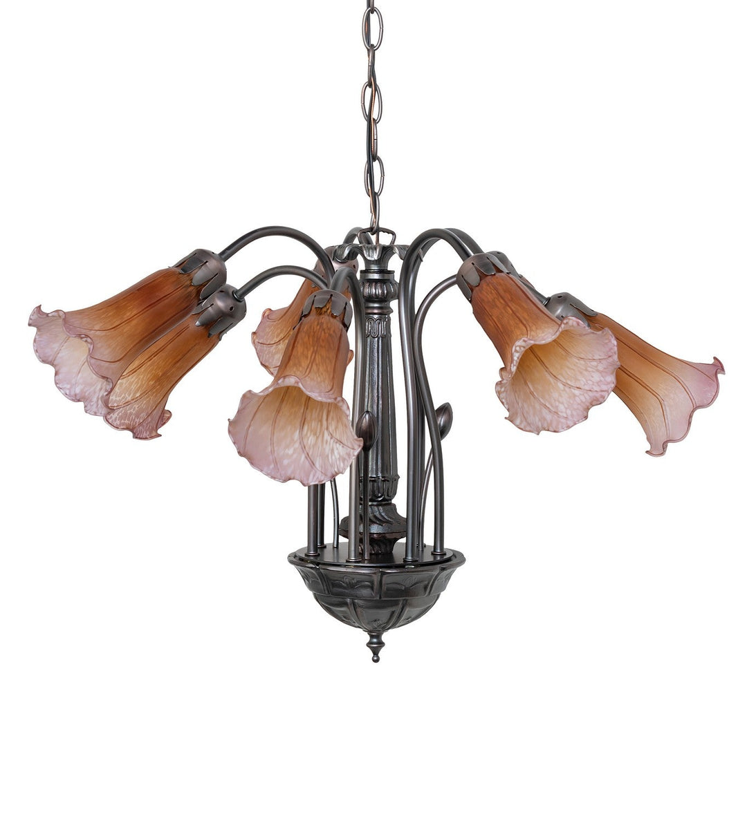 Meyda Tiffany Amber/Purple 11674 Chandelier Light - Mahogany Bronze