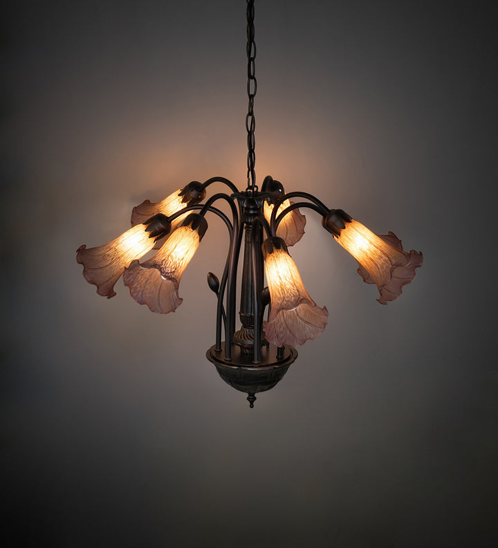 Meyda Tiffany Amber/Purple 11674 Chandelier Light - Mahogany Bronze