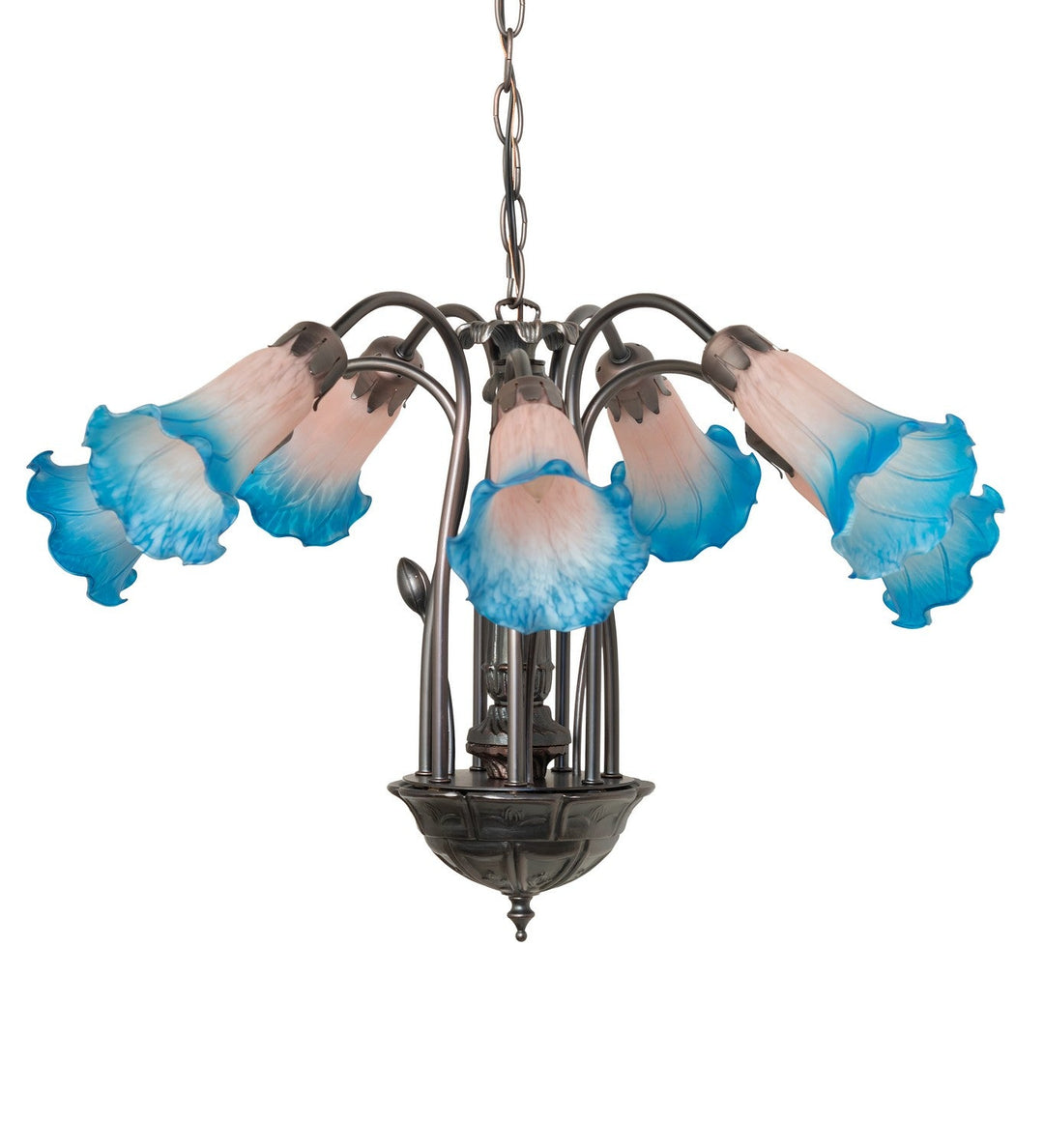 Meyda Tiffany Pink/Blue 11687 Chandelier Light - Mahogany Bronze