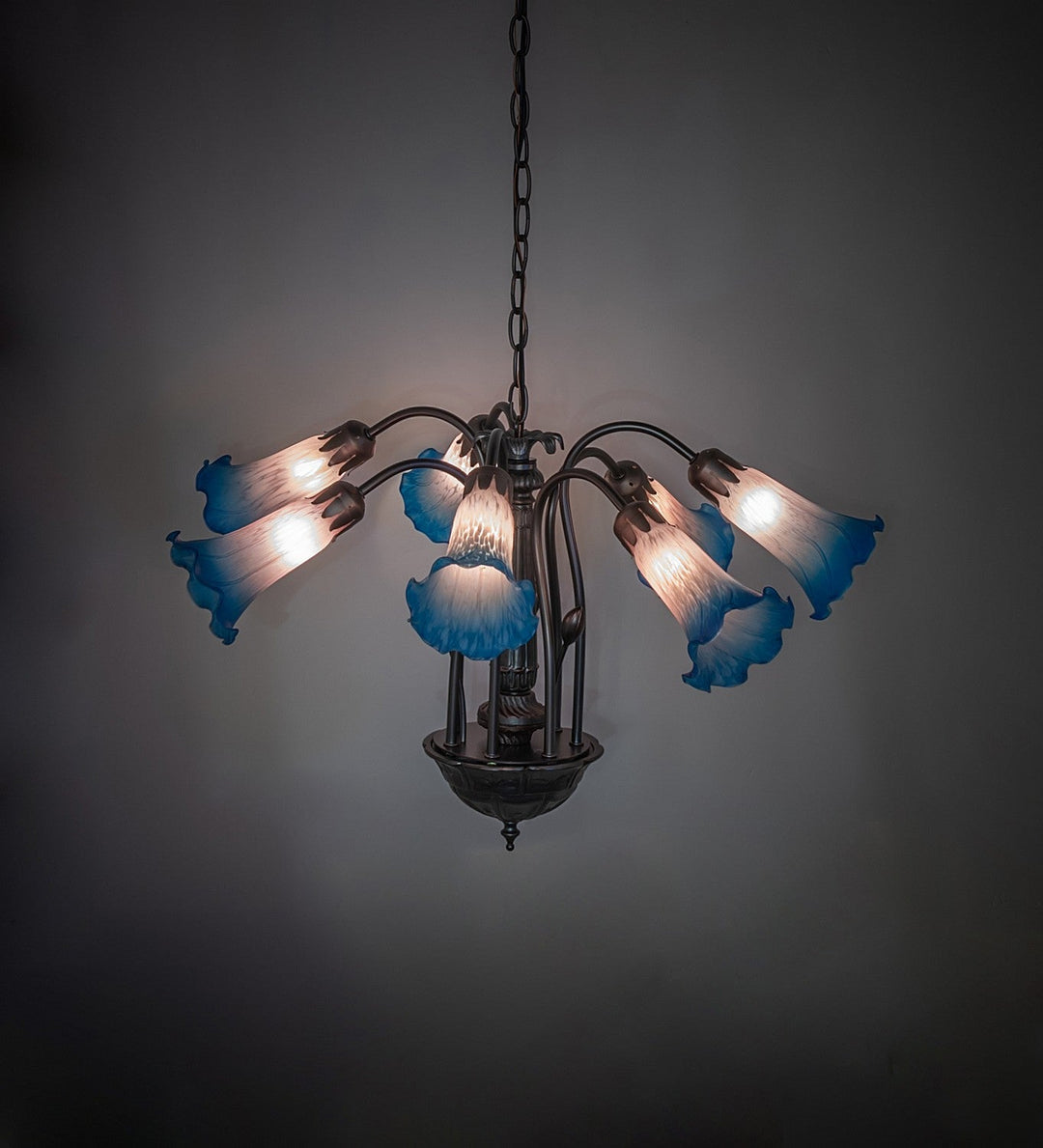 Meyda Tiffany Pink/Blue 11687 Chandelier Light - Mahogany Bronze
