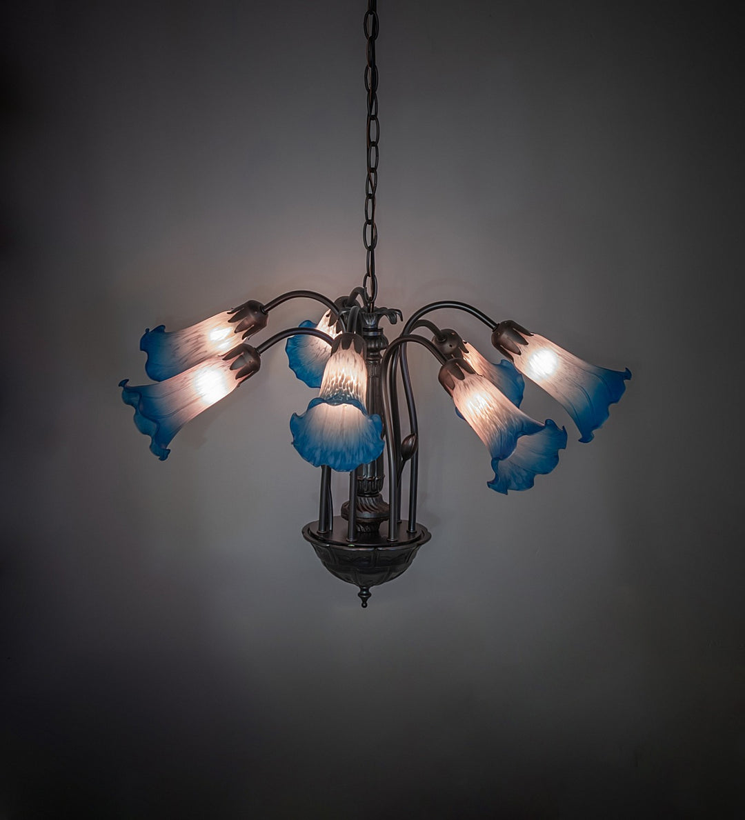 Meyda Tiffany Pink/Blue 11687 Chandelier Light - Mahogany Bronze