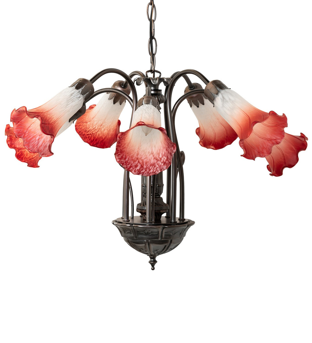 Meyda Tiffany Pink/White 12243 Chandelier Light - Mahogany Bronze