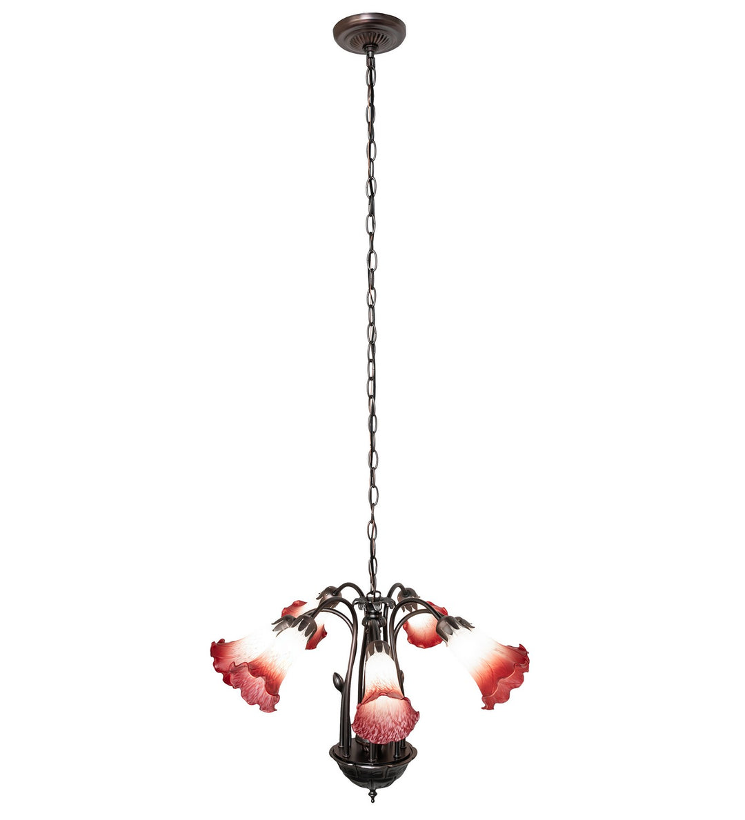 Meyda Tiffany Pink/White 12243 Chandelier Light - Mahogany Bronze