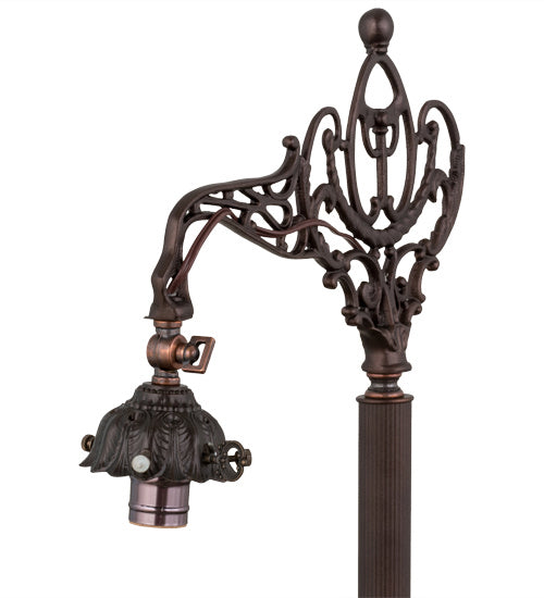 Meyda Tiffany Lighting 13349 Victorian One Light Bridge Arm Floor Base Hardware Lamp Bronze / Dark