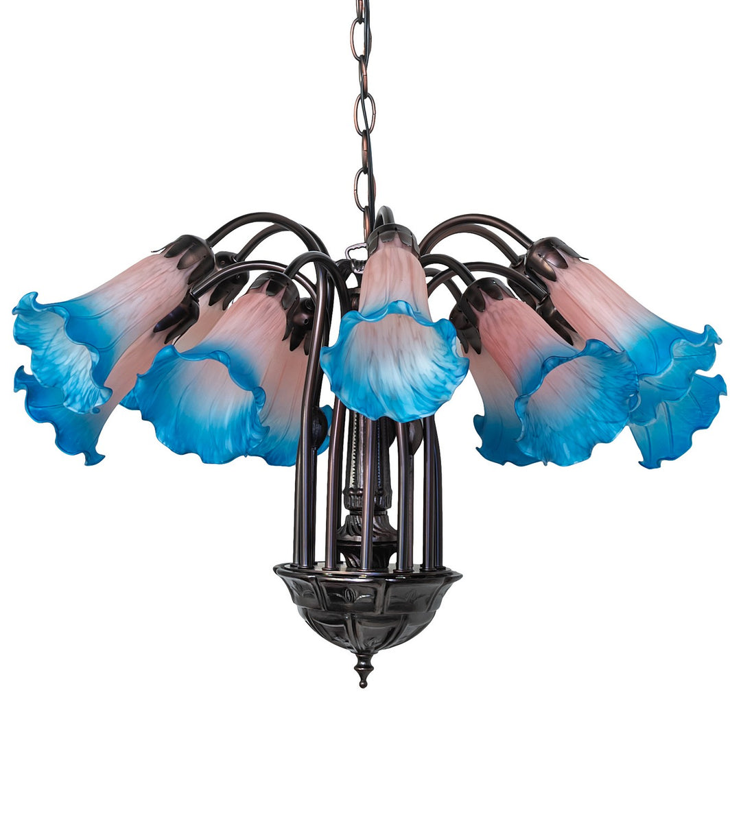 Meyda Tiffany Pink/Blue 16095 Chandelier Light - Mahogany Bronze