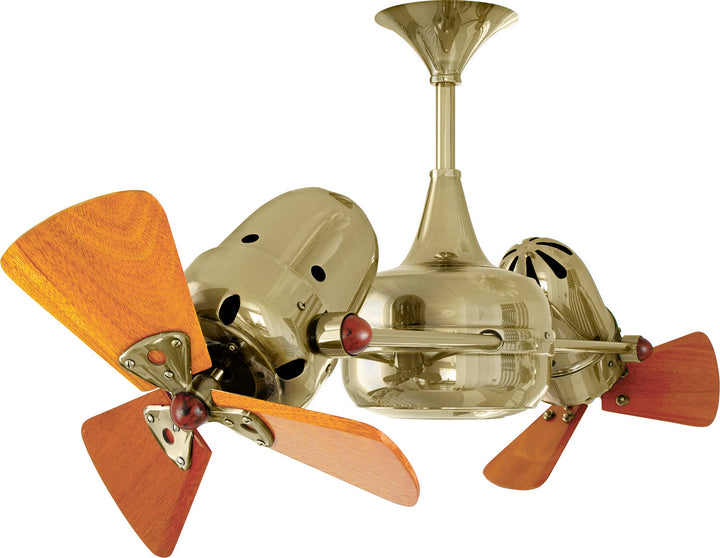 Matthews Fan Company Duplo-Dinamico DD-PB-WD Ceiling Fan 16 - Polished Brass, Mahogany/