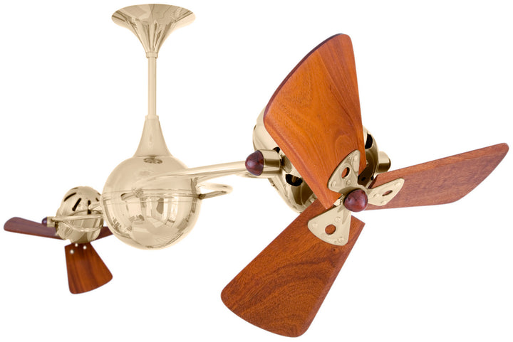 Matthews Fan Company Italo Ventania IV-PB-WD Ceiling Fan 16 - Polished Brass, Mahogany/