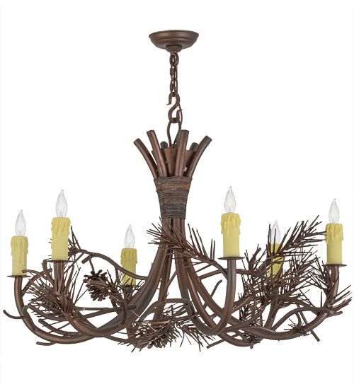 Meyda Tiffany Woodland Pine 152840 Chandelier Light - Wrought Iron,Mahogany Bronze