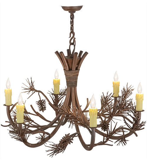 Meyda Tiffany Woodland Pine 152840 Chandelier Light - Wrought Iron,Mahogany Bronze