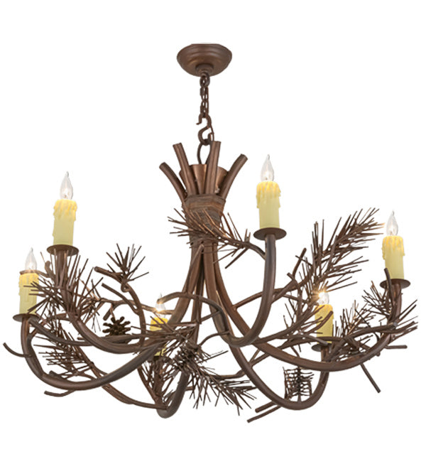 Meyda Tiffany Woodland Pine 152840 Chandelier Light - Wrought Iron,Mahogany Bronze