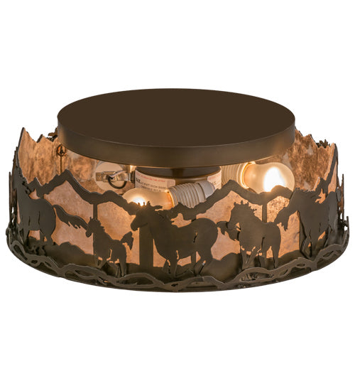 Meyda Tiffany Running Horses 164280 Ceiling Light - Antique Copper