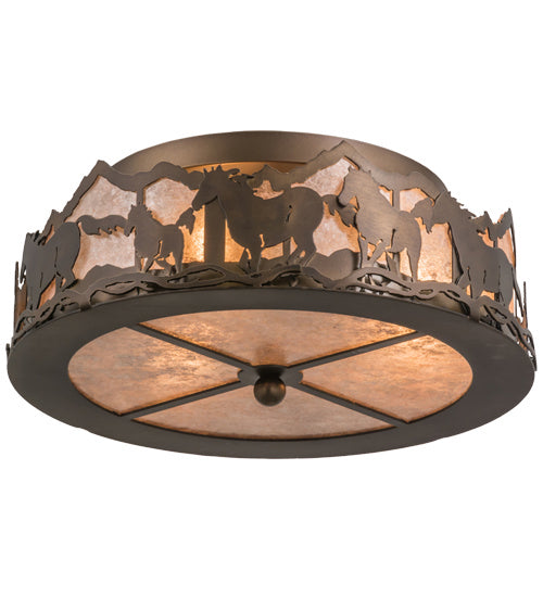 Meyda Tiffany Running Horses 164280 Ceiling Light - Antique Copper