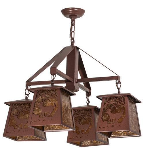 Meyda Tiffany Deer At Dawn 164573 Chandelier Light - Rust
