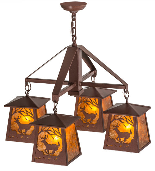 Meyda Tiffany Deer At Dawn 164573 Chandelier Light - Rust