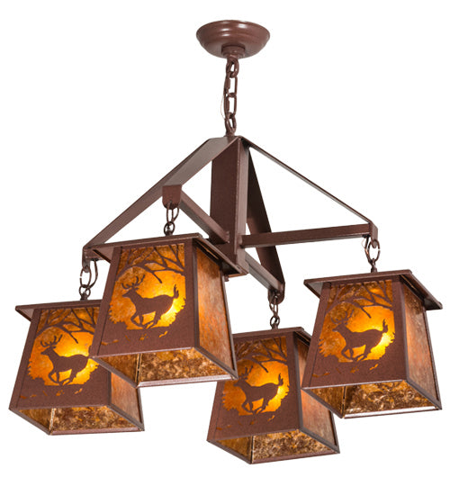 Meyda Tiffany Deer At Dawn 164573 Chandelier Light - Rust