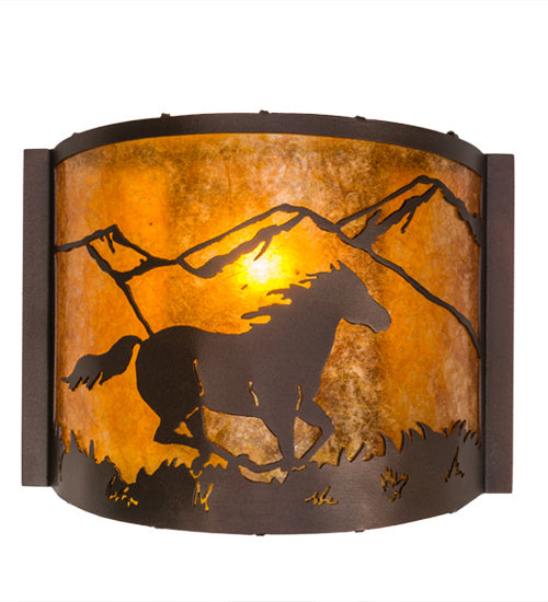 Meyda Tiffany Running Horses 163884 Wall Light - Mahogany Bronze