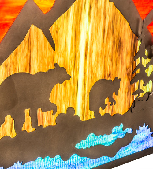 Meyda Tiffany Lighting 165049 Bear At Lake Wall Art Mirror Copper/Antique/Verde