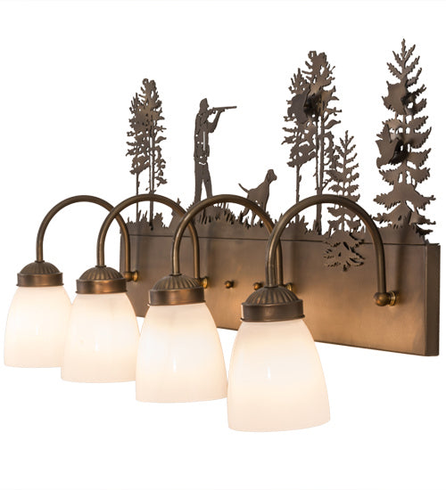 Meyda Tiffany Quail Hunter W/Dog 165087 Bath Vanity Light 29 in. wide - Antique Copper