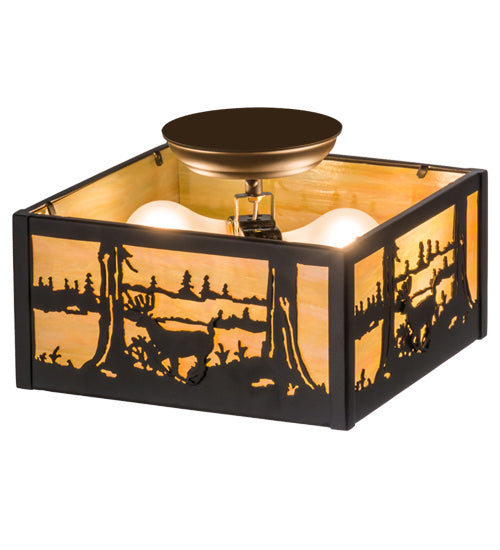 Meyda Tiffany Deer At Lake 166326 Ceiling Light - Oil Rubbed Bronze