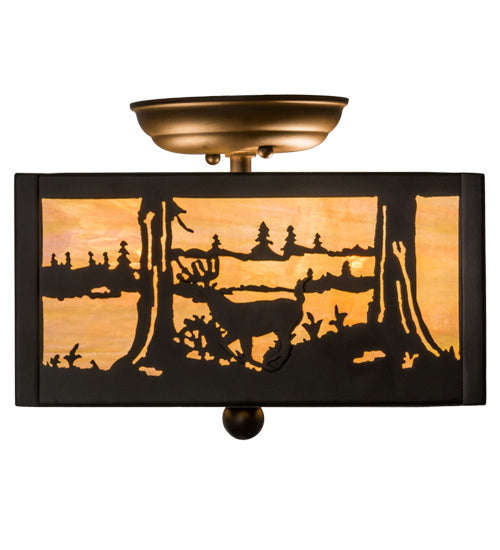 Meyda Tiffany Deer At Lake 166326 Ceiling Light - Oil Rubbed Bronze