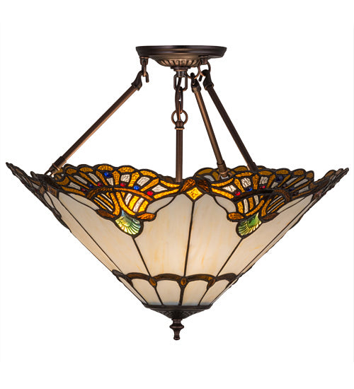 Meyda Tiffany Shell With Jewels 167056 Ceiling Light - Custom,Mahogany Bronze