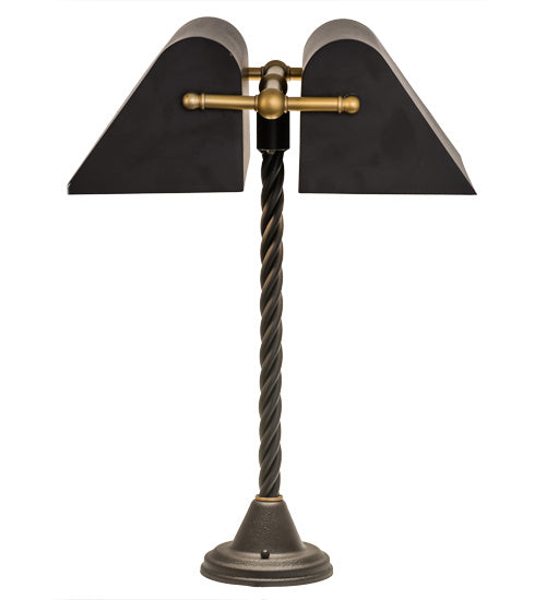 Meyda Tiffany Lighting 165093 Belmont Two Light Banker's Lamp Lamp Bronze / Dark
