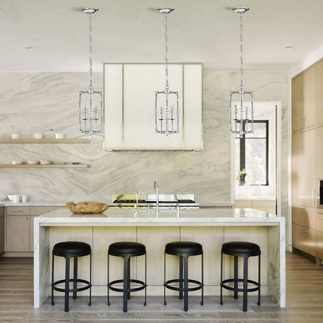 American Brass & Crystal Magro CH3501-37G-38G-ST Pendant Light - Pewter with Polished Nickel