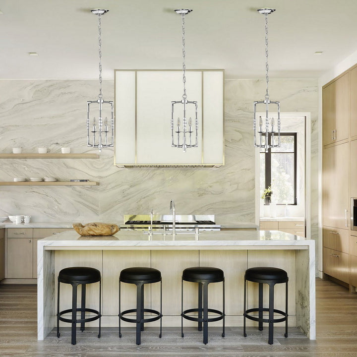 American Brass & Crystal Magro CH3501-37G-38G-ST Pendant Light - Pewter with Polished Nickel