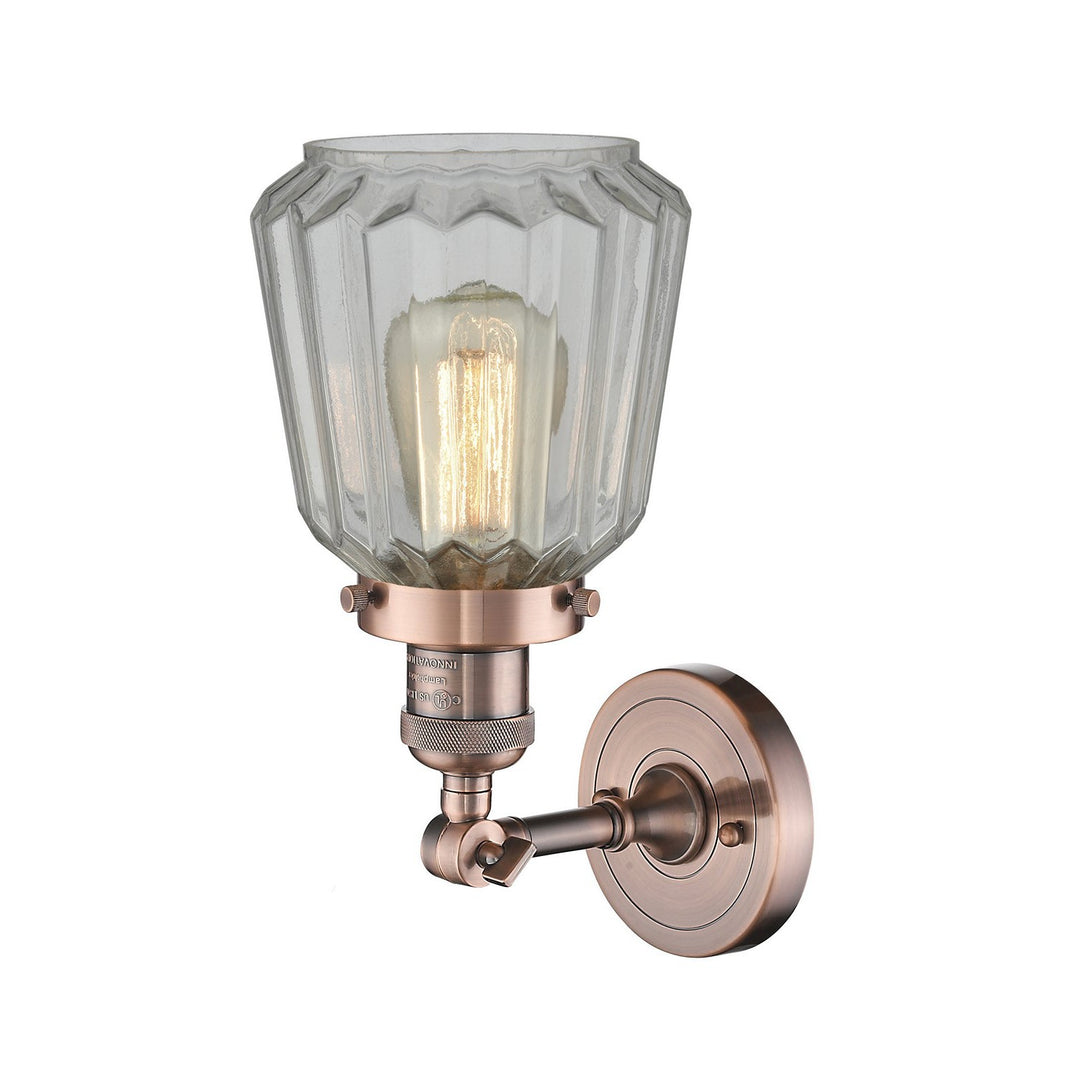 Innovations Franklin Restoration 203-AC-G142-LED Wall Sconce Light - Antique Copper