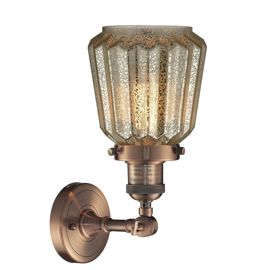 Innovations Franklin Restoration 203-AC-G146-LED Wall Sconce Light - Antique Copper