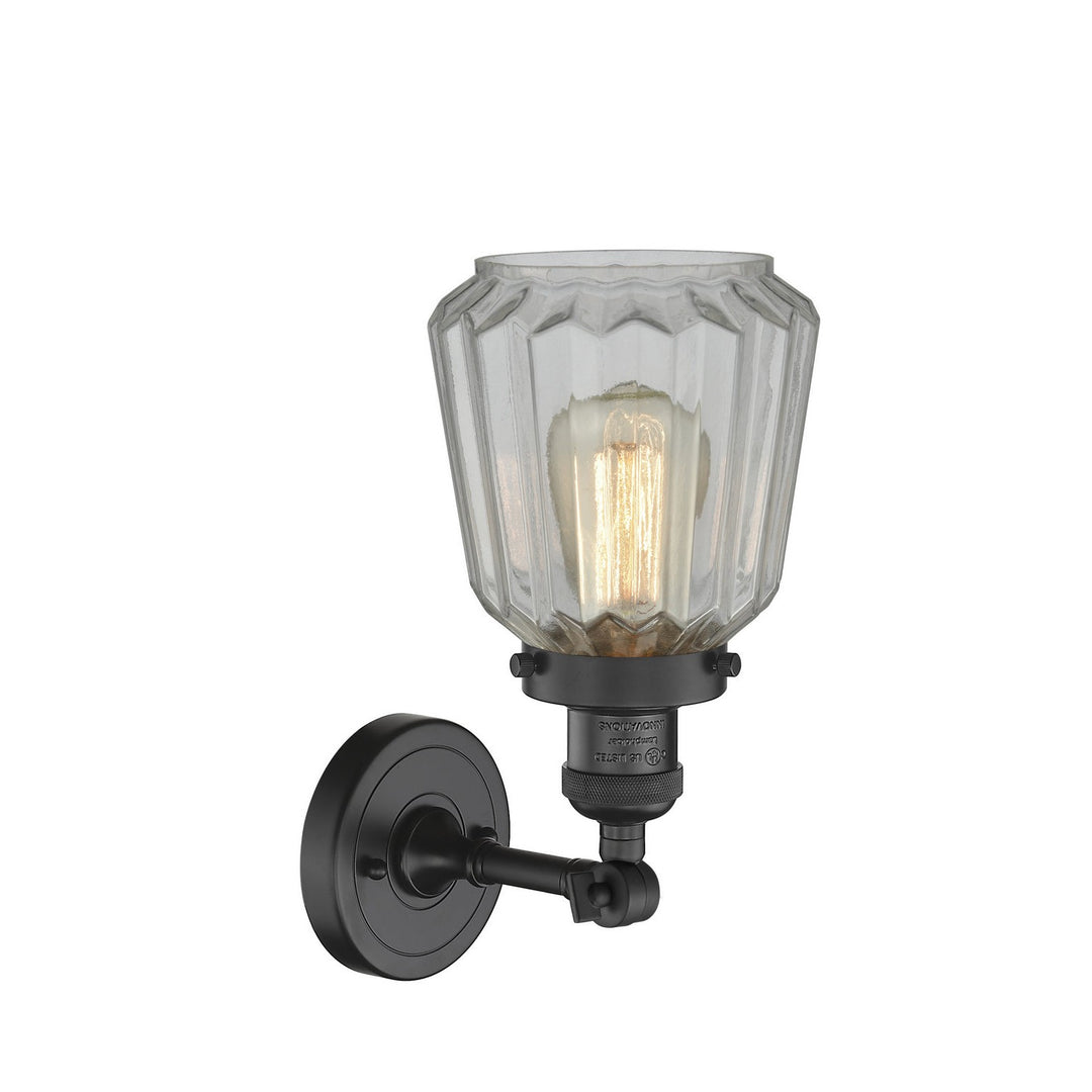 Innovations Franklin Restoration 203-BK-G142-LED Wall Sconce Light - Matte Black