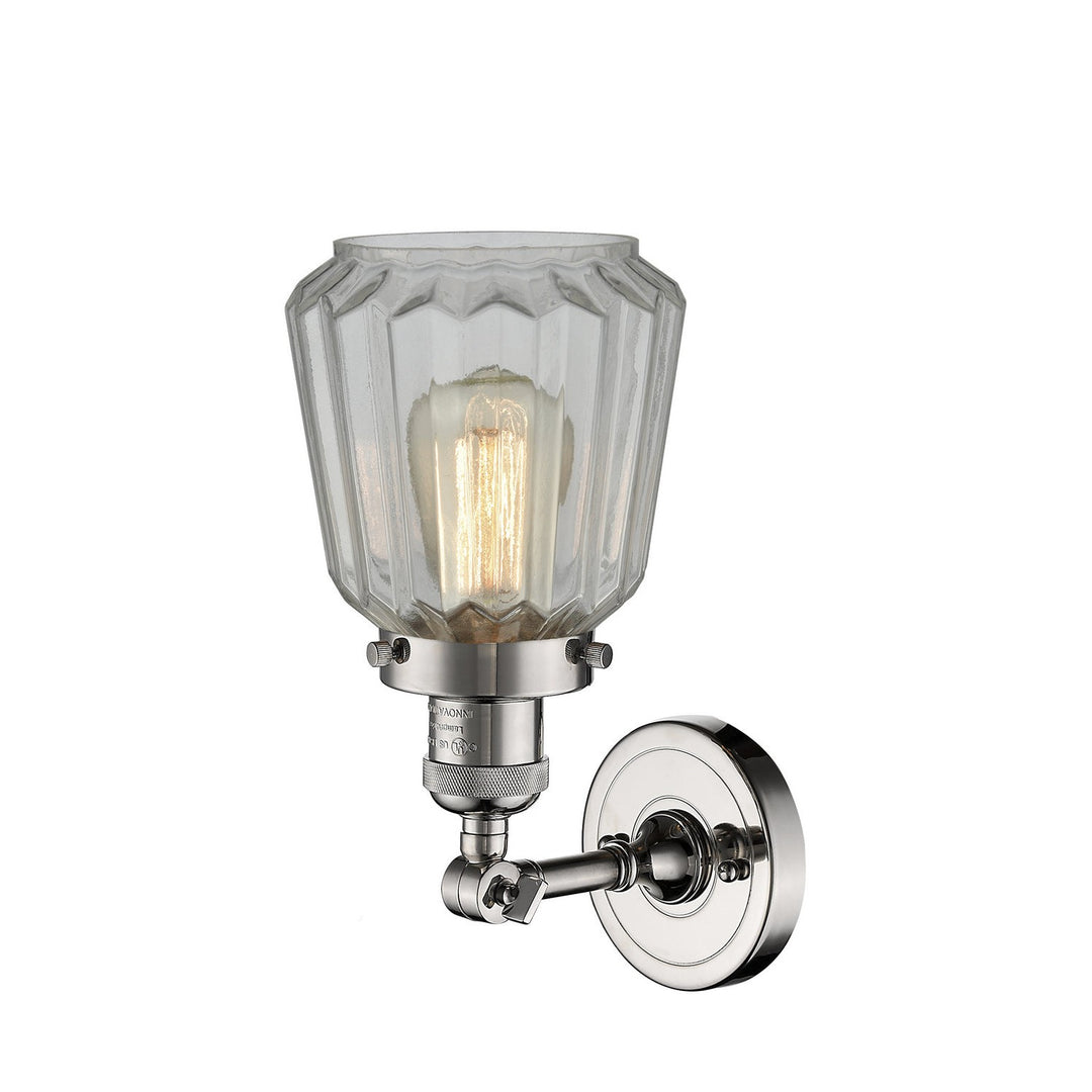Innovations Franklin Restoration 203-PN-G142-LED Wall Sconce Light - Polished Nickel