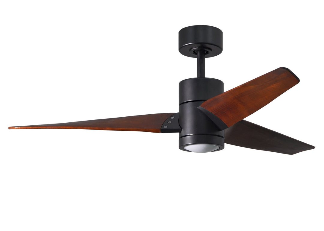 Matthews Fan Company Super Janet SJ-BK-WN-52 Ceiling Fan 52 - Matte Black, Walnut Tone/